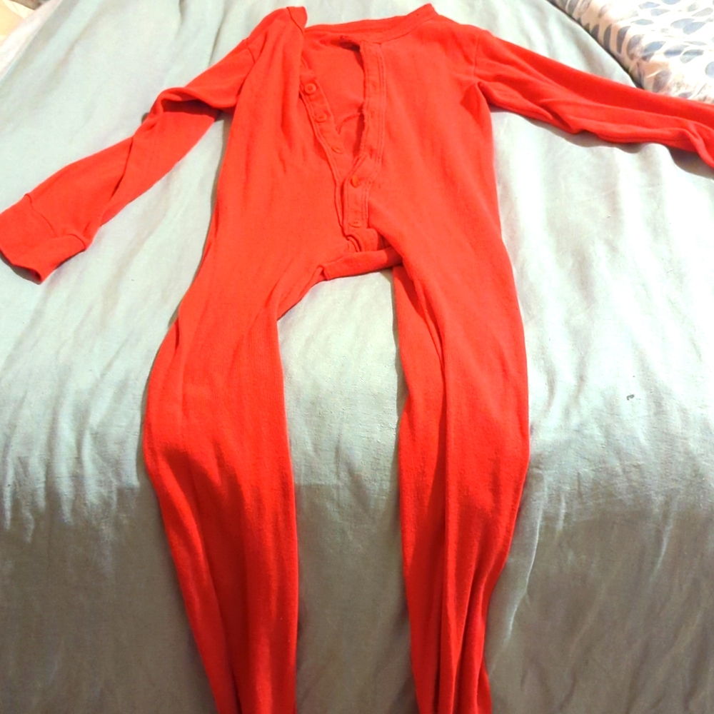 Red cotton long johns size kid's medium